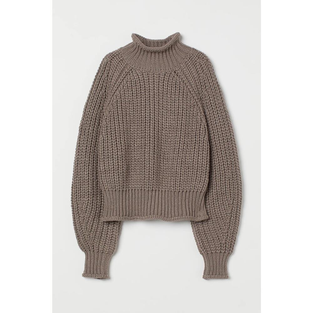 H&M Boxy Taupe Chunky Knit Sweater Extra Small